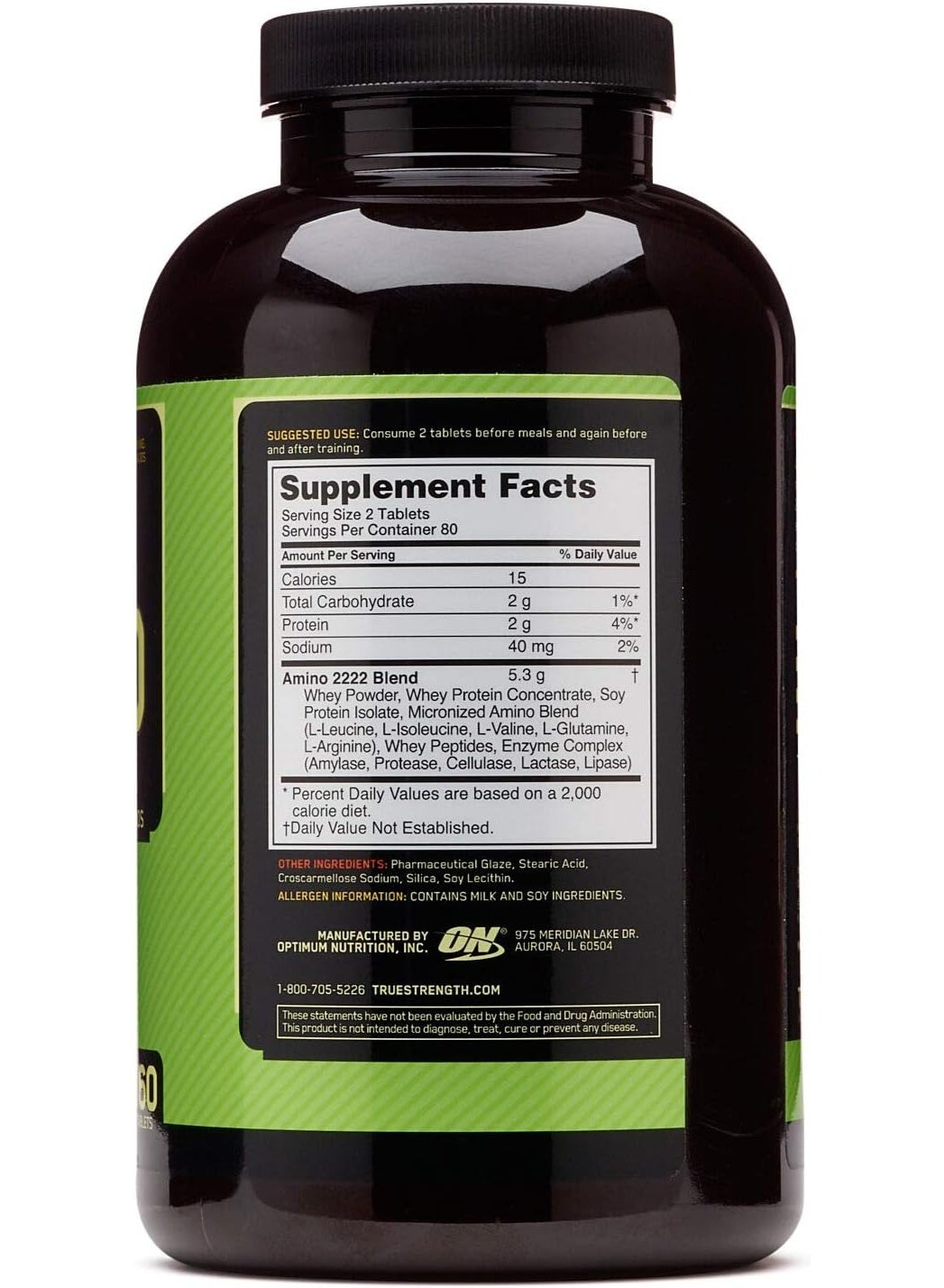 Optimum Nutrition Superior Amino 2222 Tablets 160'S