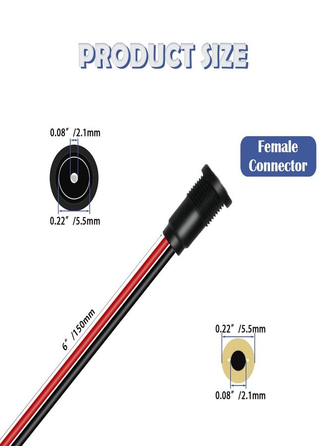 Tugermoola 8PCS 5.5 x 2.1mm Female DC Power Jack Threaded Panel Mount Barrel Connector Adapter with Cover Cap DC-022D - Image 2