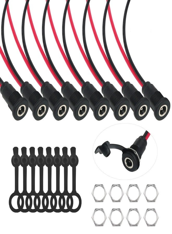 Tugermoola 8PCS 5.5 x 2.1mm Female DC Power Jack Threaded Panel Mount Barrel Connector Adapter with Cover Cap DC-022D - Image 1