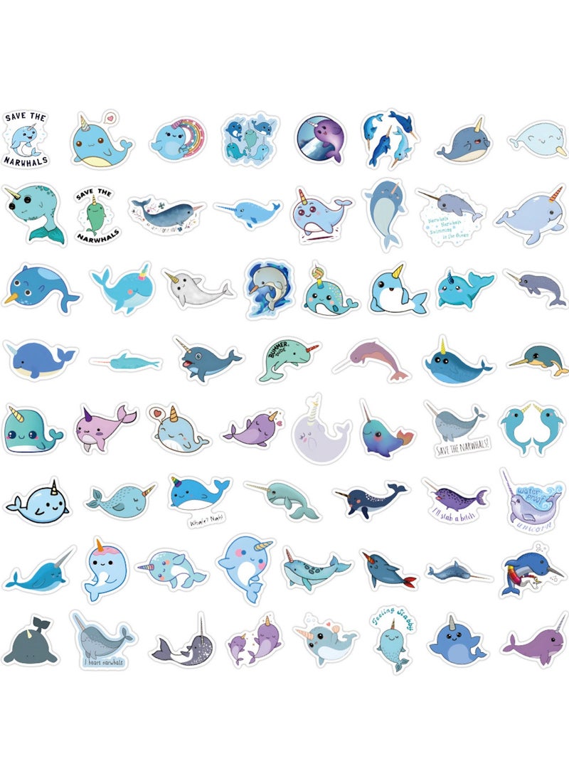 60pcs Narwhal Stickers Cute Animal Stickers for Toy Decal Stickers for Water Bottle Skateboard Refrigerator Hydro Flasks Decal Waterproof Vinyl Decal for Adults Teens - Image 2