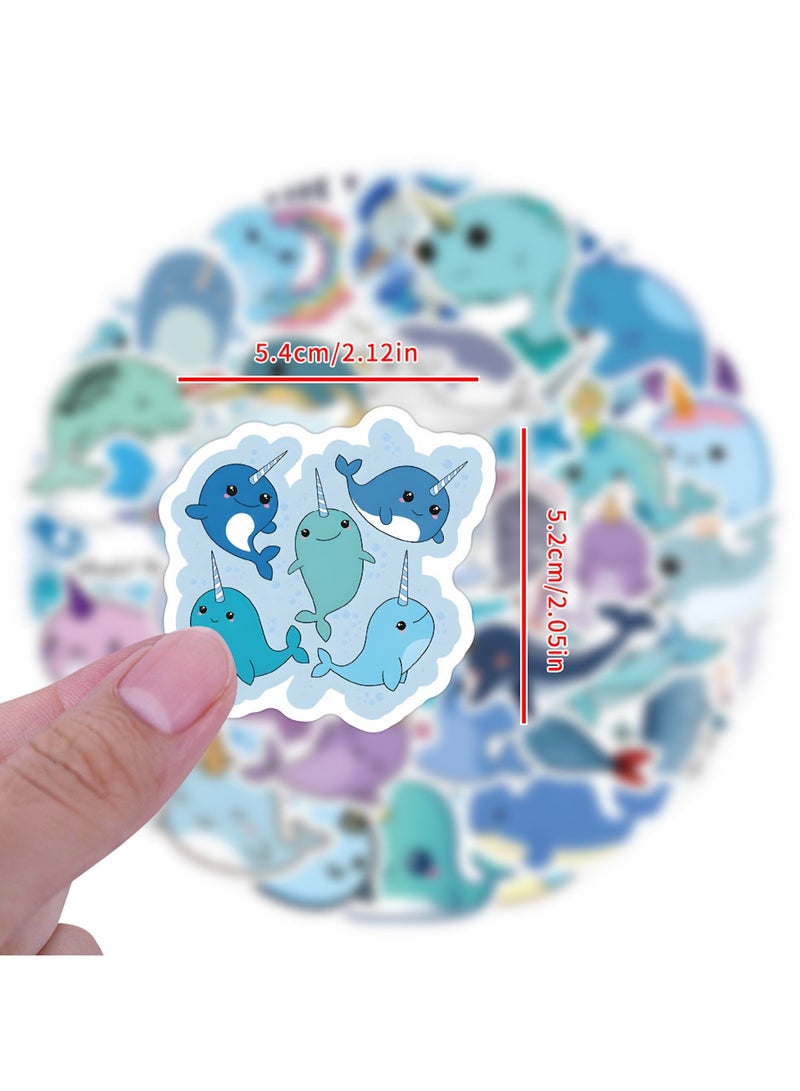 60pcs Narwhal Stickers Cute Animal Stickers for Toy Decal Stickers for Water Bottle Skateboard Refrigerator Hydro Flasks Decal Waterproof Vinyl Decal for Adults Teens - Image 4