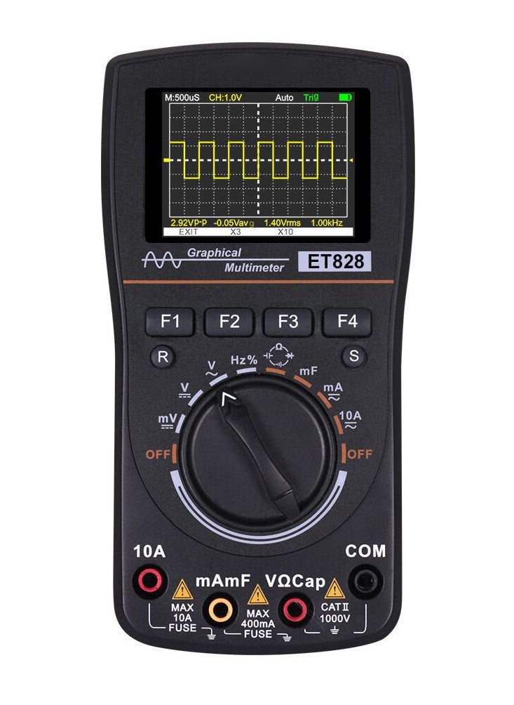 Generic - ET828 Intelligent Graphical Digital Oscilloscope Multimeter 2 in 1 with 2.4 Inches Color Screen 1MHz Bandwidth 2.5Msps Sampling Rate for DIY and Electronic Test - Image 1