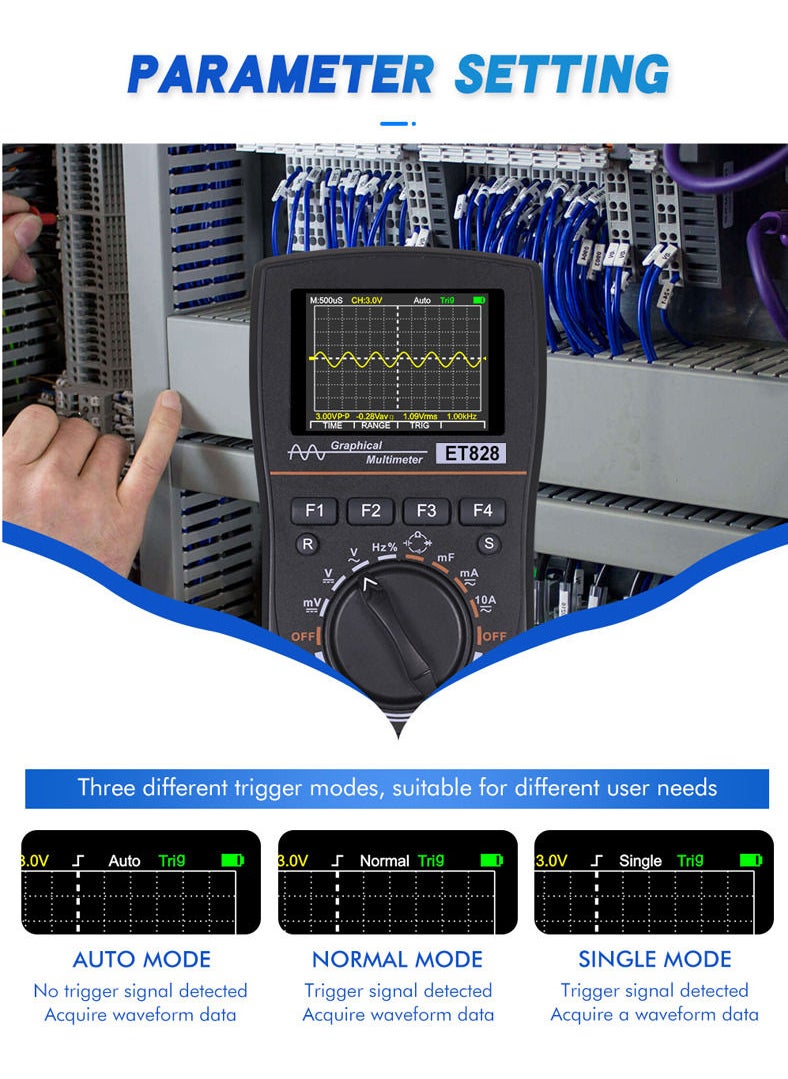 Generic - ET828 Intelligent Graphical Digital Oscilloscope Multimeter 2 in 1 with 2.4 Inches Color Screen 1MHz Bandwidth 2.5Msps Sampling Rate for DIY and Electronic Test - Image 1