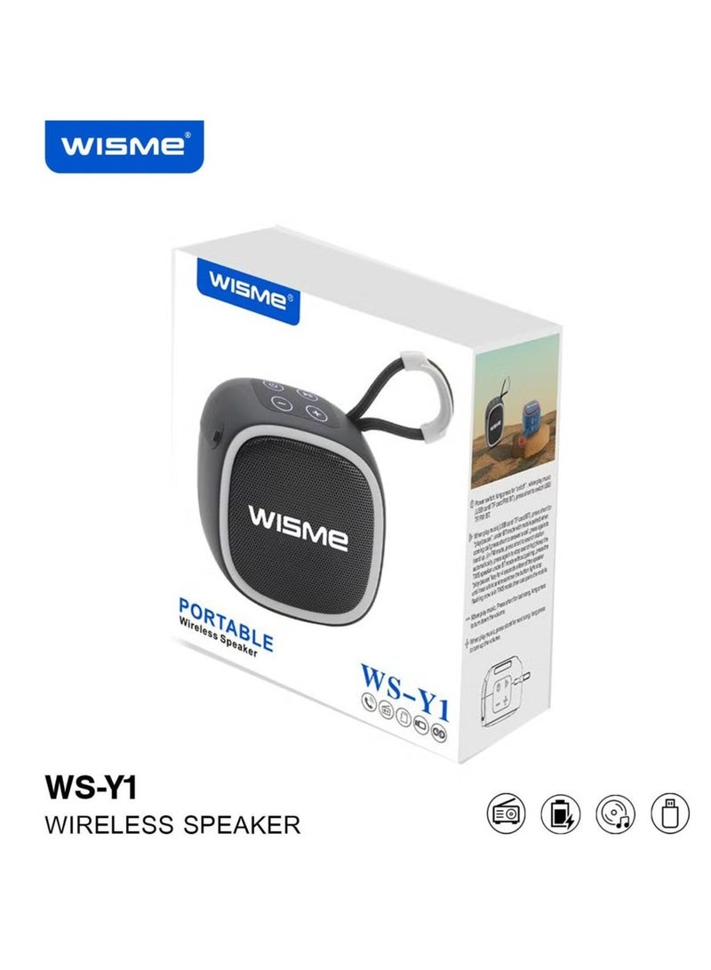 WISME مكبر صوت بلوتوث لاسلكي محمول WS-Y1 بجودة صوت فائقة، تحكم زر متعدد الوظائف، وحزام مريح باللون الأسود - Image 5