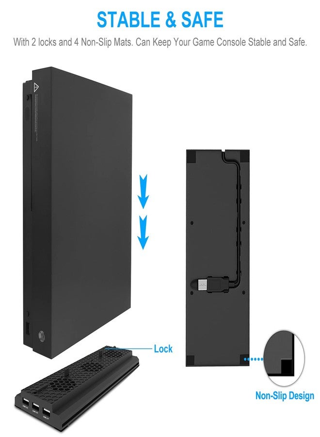 FASTSNAIL Vertical Cooling Stand Compatible with Xbox One X, Cooling Fan Stand Compatible with Xbox One X with 3 USB Ports and a Light Bar (Only Compatible with Xbox one X) - Image 3