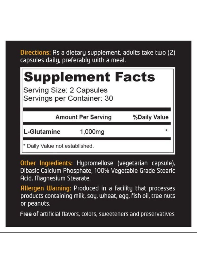 ماسل كور إل-جلوتامين ١٠٠٠ ملغ - ٦٠ كبسولة (يدعم تعافي العضلات وتحسين الأداء) - Image 2