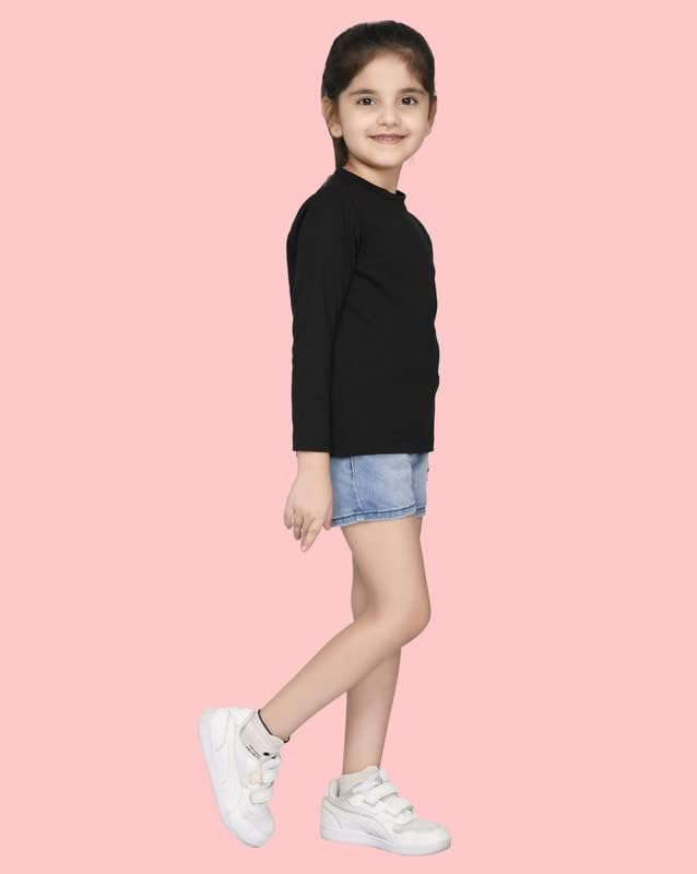 Nusyl Girls Full Sleeves Solid T-Shirt for Kids | Soft Cotton Blend | Comfortable Regular Fit | Casual 2-16 Years | Black - Image 4