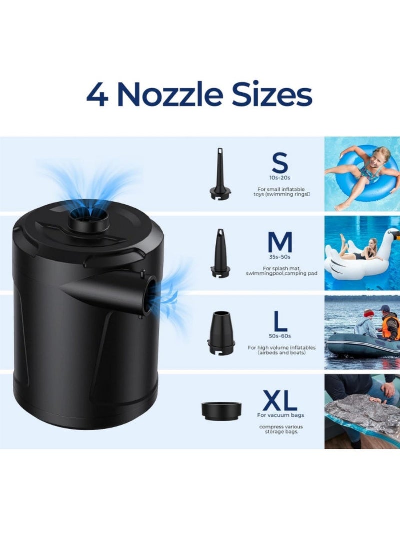 excitat Electric Air Pump, 5200mAh, 4300Pa, Portable Air Mattress Pump Rechargeable Mini Inflator Air Pump for Pool Floats, Inflatables, Boat, Pool Toys, Travel Outdoor Camping with 4 Nozzles - Image 3