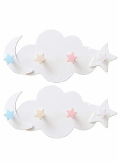 Excefore 2 Pcs Moon Star Cloud Shape Wall Hooks, Nail- Free Creative Heavy Duty Clothes Hangers Keys Ring Holder Adhesive Wall Racks  - Image 1