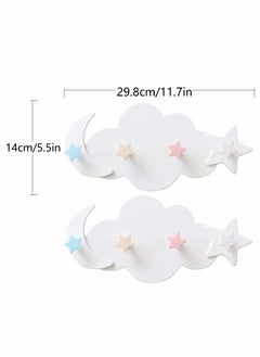 Excefore 2 Pcs Moon Star Cloud Shape Wall Hooks, Nail- Free Creative Heavy Duty Clothes Hangers Keys Ring Holder Adhesive Wall Racks  - Image 2