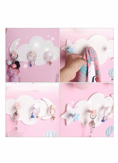 Excefore 2 Pcs Moon Star Cloud Shape Wall Hooks, Nail- Free Creative Heavy Duty Clothes Hangers Keys Ring Holder Adhesive Wall Racks  - Image 4