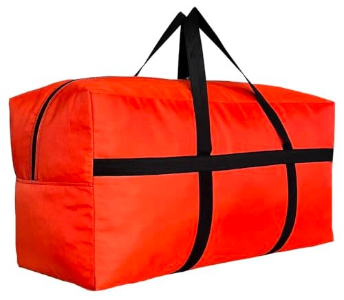 DoYiKe Extra Large Storage Duffle Bag with Zippers and Handles, Heavy Duty Orange Big Foldable Bag for Travel-38x23x11Inch - Image 1