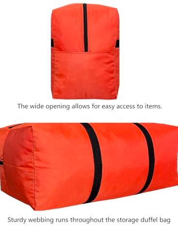 DoYiKe Extra Large Storage Duffle Bag with Zippers and Handles, Heavy Duty Orange Big Foldable Bag for Travel-38x23x11Inch - Image 4