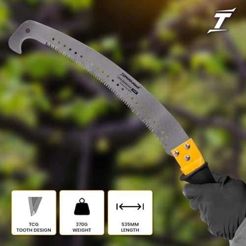 TOMAHAWK® 21” Hook Pruning Saw – Professional Hand Saw for Cutting Trees, Branches, Weeds | For Farms, Landscaping & Gardening | Includes Hook Tip for Branch Pulling | Non-Slip Rubber Handle | THP21 - Image 2