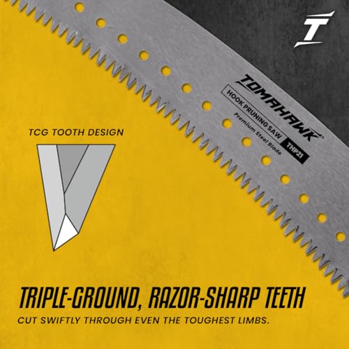 TOMAHAWK® 21” Hook Pruning Saw – Professional Hand Saw for Cutting Trees, Branches, Weeds | For Farms, Landscaping & Gardening | Includes Hook Tip for Branch Pulling | Non-Slip Rubber Handle | THP21 - Image 3