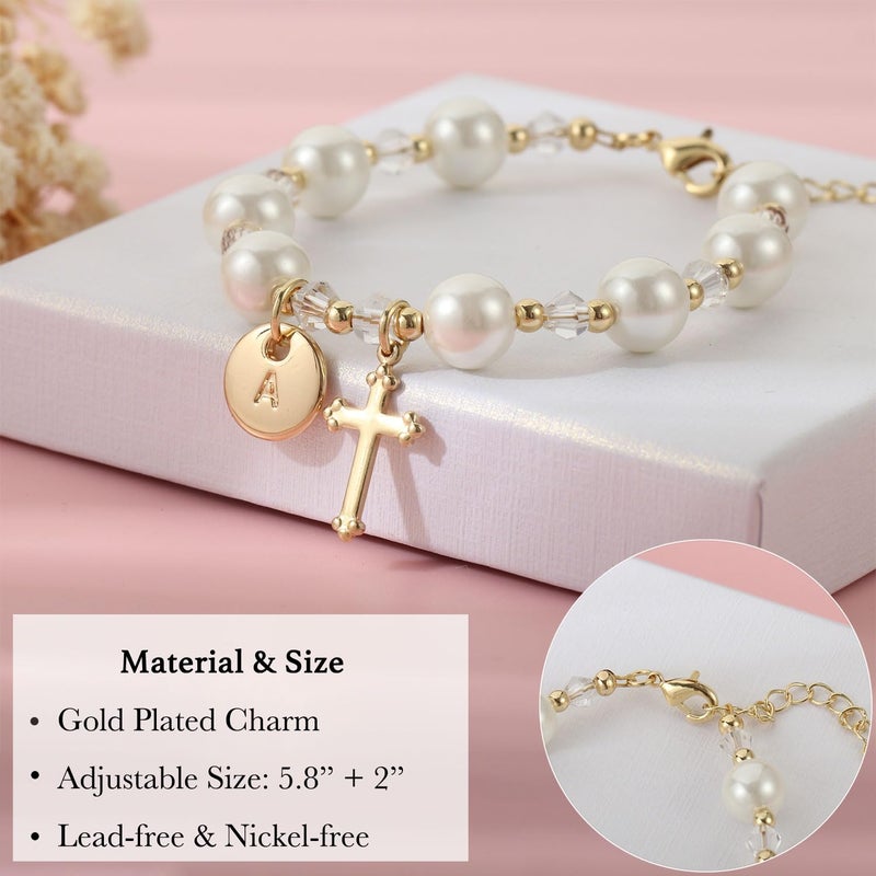enasal Personalized First Communion Gifts for Girls Catholic,1st Holy Communion Bracelet Gifts for Girls, First Communion Decoration Favors for Goddaughter Niece (A) - Image 4