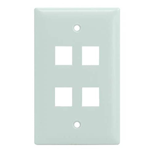 On-Q Legrand - OnQ 4 Port Keystone Single Gang Wall Plate, 1 Gang Keystone Wall Plate Supports 4 Keystone Insert, Screw-In Plastic, White, 10 Count, WP3404WH10 - Image 1