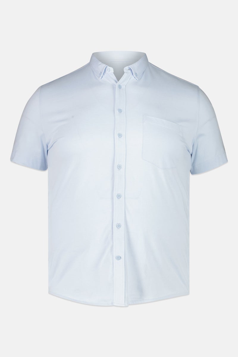 Celio Men Regular Fit Solid Short Sleeves Casual Shirt, Light Blue - Image 4