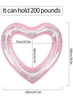 Generic Inflatable Pool Floats, Heart Swimming Pool Float Loungers Tube, Water Fun Beach Party Toys for Kids,Pink Sequins  - Image 4