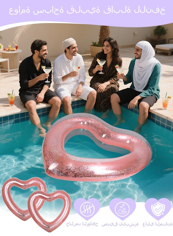 حلقة سباحة على شكل قلب للبالغين والأطفال، وعوامة حمام السباحة مع دعم رقبة مريحة، وعوامة المياه الشاطئية للعطلات، ملحقات حفلة حمام السباحة الصيفية - Image 3