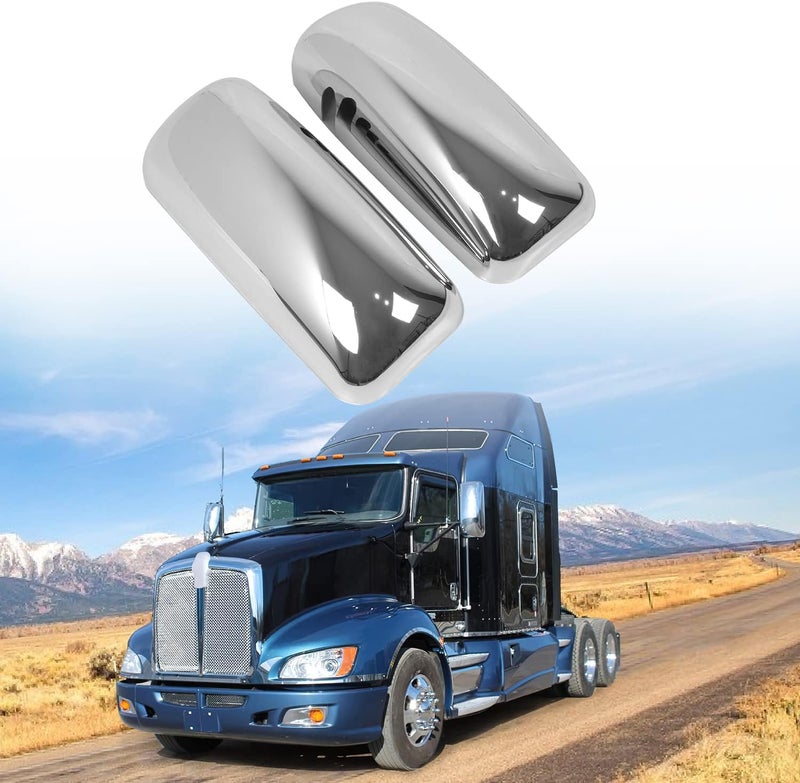CPOWACE Chrome Door Mirror Covers for Kenworth T600/T660 - Left & Right Side - Image 1