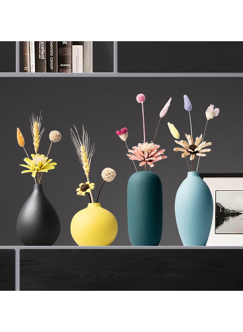 GT-Wheel Ceramic Vase for Home Decor Modern Small Decorative Flower Vases Set for Pampas Grass & Dried Flowers Set of 4