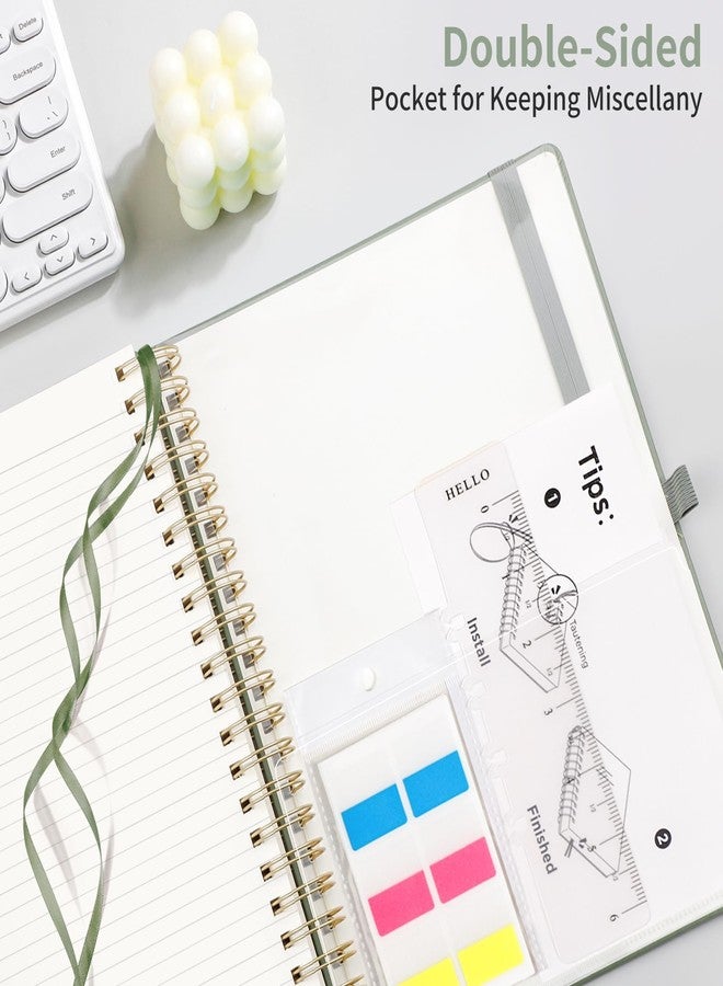 EMSHOI Spiral Notebook College Ruled, 300 Numbered Pages, A4 Large Hardcover Leather, 100 GSM Thick Lined Journal for Women Men Work Writing Journaling Note Taking, 8.27" x 11.2", Light Green - Image 5