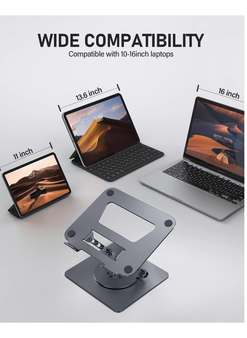 Adjustable Laptop Stand with 360° Rotating Base – Foldable Laptop Riser for MacBook Pro/Air & Notebooks up to 16” (Grey) - Image 5