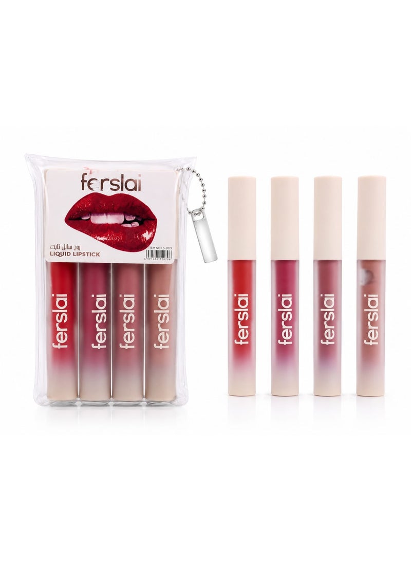 Ferslai Liquid Lipstick Set - Long-Lasting Matte Finish, 4 Pieces