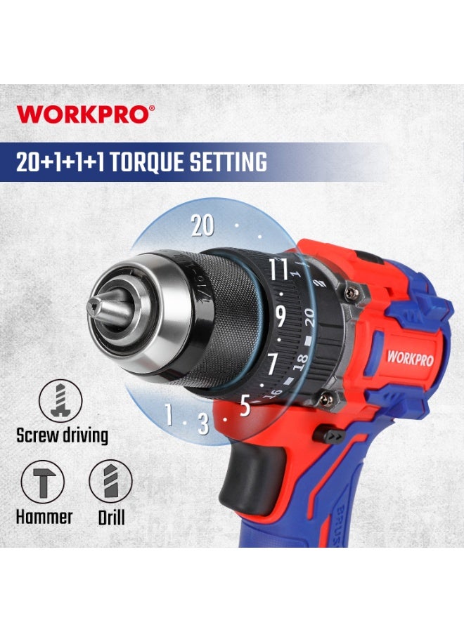 WORKPRO 20V BRUSHLESS IMPACT DRILL SET - Image 4