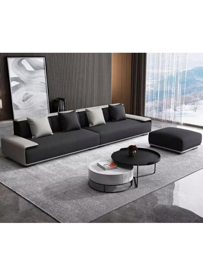 Comfynest Dark Grey Nordic Style L-Shaped Sofa with Fabric Upholstery for Leisure and Simplicity (5Seater+Ottoman)  - Image 1