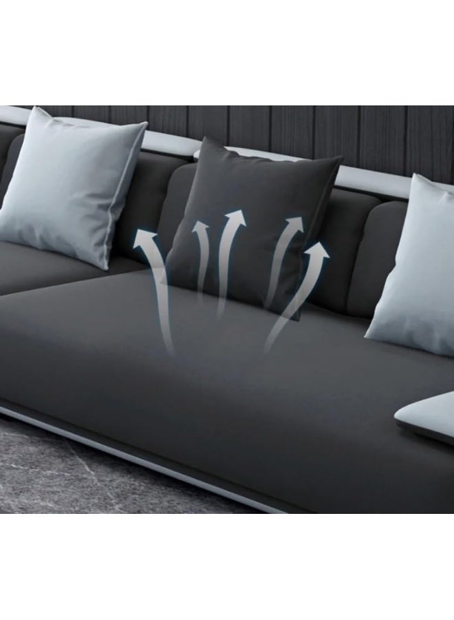 Comfynest Dark Grey Nordic Style L-Shaped Sofa with Fabric Upholstery for Leisure and Simplicity (5Seater+Ottoman)  - Image 4