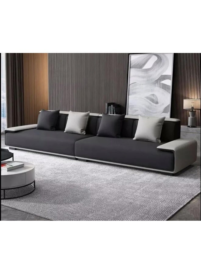 Comfynest Dark Grey Nordic Style L-Shaped Sofa with Fabric Upholstery for Leisure and Simplicity (5Seater+Ottoman)  - Image 3
