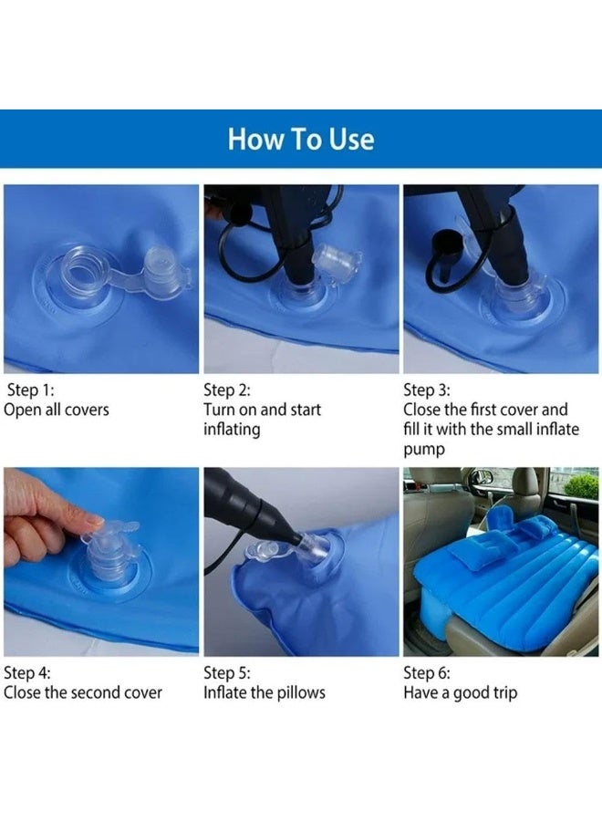 مرتبة هوائية قابلة للنفخ للسيارة - سرير سيارة عالمي للمقاعد الخلفية - سرير هوائي محمول للتخييم والسفر - مثالي للنزهات العائلية والقيلولة - نفخ وتفريغ سريع - Image 4