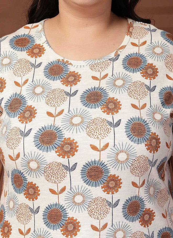 PlusS Floral Printed T-Shirt for Women - Image 2