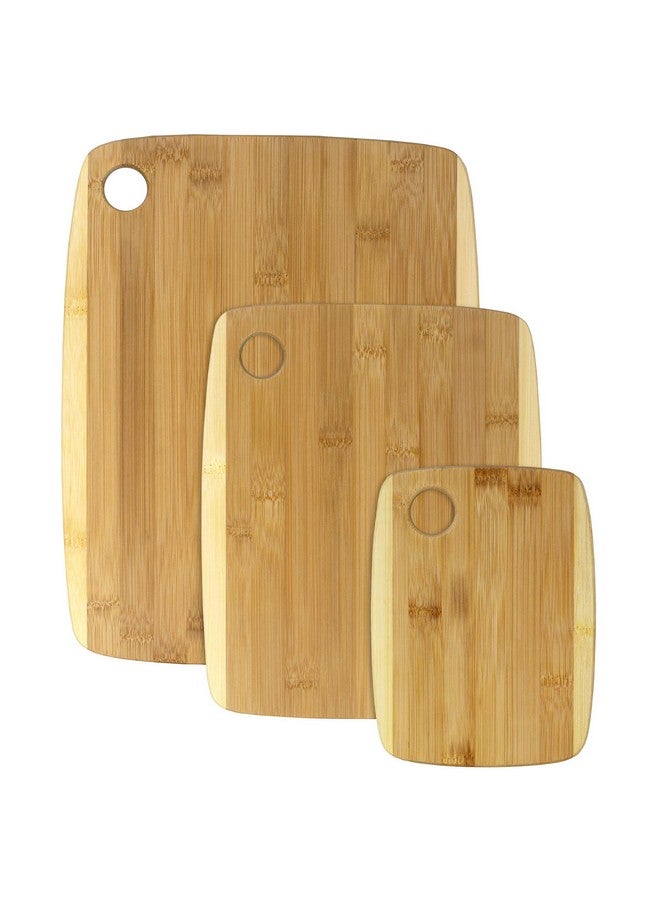Totally Bamboo 3-Piece Two-Tone Bamboo Cutting Board Set - Reversible Kitchen Boards for Chopping & Serving Cheese, Meat, Vegetables & More - Image 1