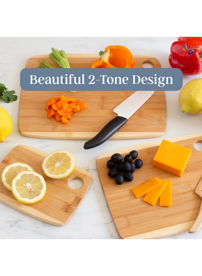 Totally Bamboo 3-Piece Two-Tone Bamboo Cutting Board Set - Reversible Kitchen Boards for Chopping & Serving Cheese, Meat, Vegetables & More - Image 4