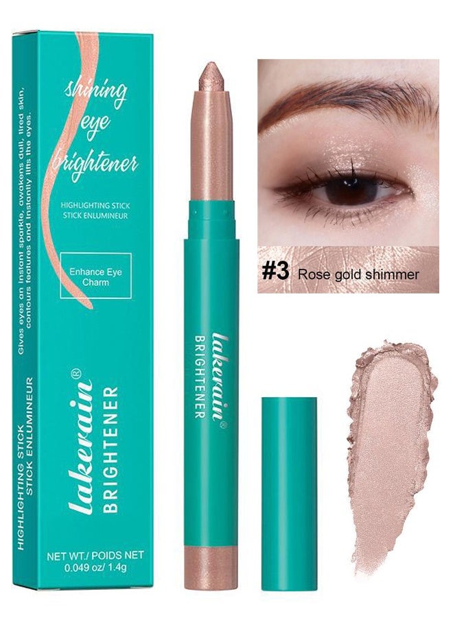 lakerain - Shining Eye Brightener Enhance Eye Cream Professional Makeup Eyeshadow Pencil Advanced Shadow Stick Waterproof Eyeshadow Stick Eye Highlighter Shimmer Creamy Waterproof & Long-Lasting Eye Makeup for Women No.03 - Image 1