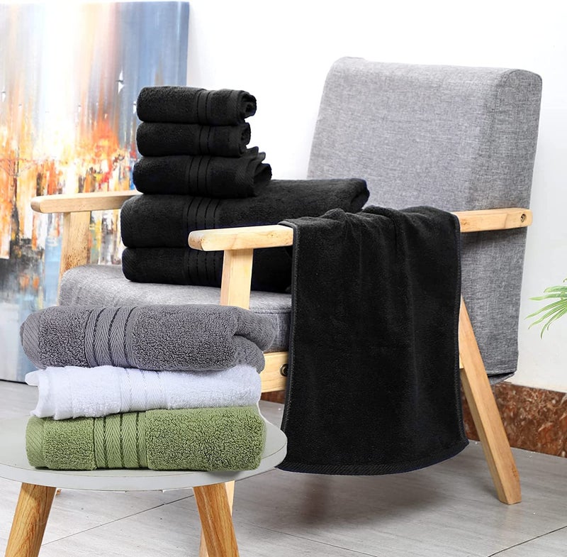 COZYART Luxury Black Bath Towels Set Turkish Cotton Hotel Large Bath Towels Bulk for Bathroom  Thick Bathroom Towels Set of 6 with 2 Bath Towels  2 Hand Towels  2 Washcloths  650 GSM - Image 5