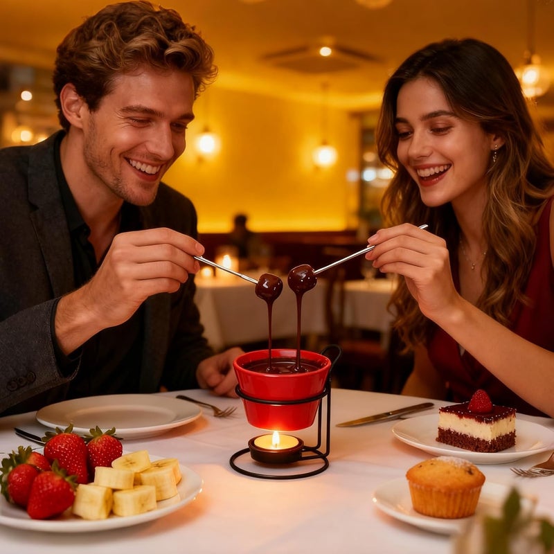 Ceramic Fondue Cup: Chocolate Candy Melting Warmer, Heat Resistant Ceramic Dessert Cup, Easy Dip Dinnerware Set With A Smooth Warming Experience - Image 2