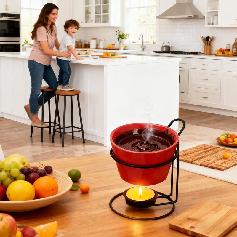 Ceramic Fondue Cup: Chocolate Candy Melting Warmer, Heat Resistant Ceramic Dessert Cup, Easy Dip Dinnerware Set With A Smooth Warming Experience - Image 3