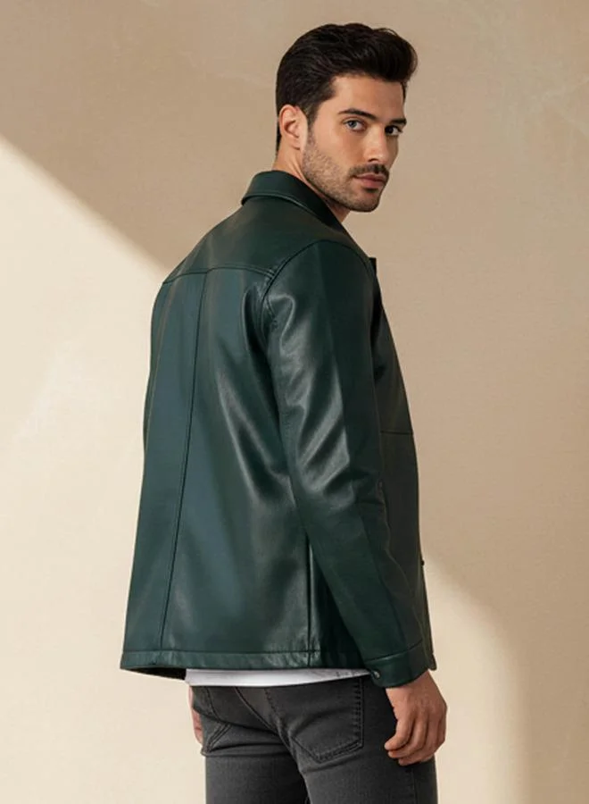 ايكونيك جاكيت بايكر رجالي كلاسيكي بأزرار