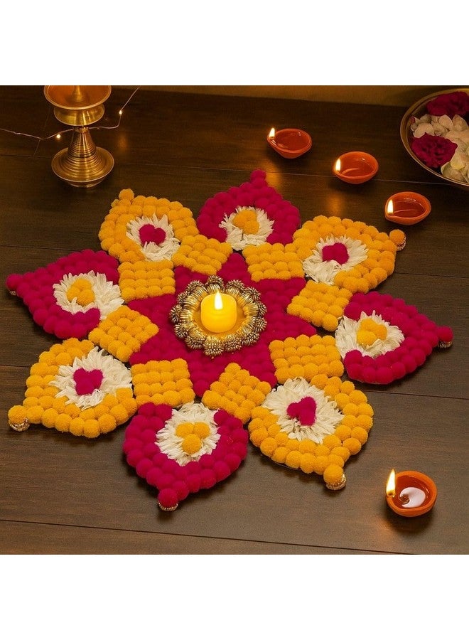 Satyam Kraft SATYAM KRAFT 1 Pcs Handmade Rajwadi Rangoli Artificial Flower Mats for Floor for Home Decoration, Festival,shaadi,Marriage, Wedding,Newyear,Pooja Room Decorative Item,Home Decor,pongal,onam - Image 1