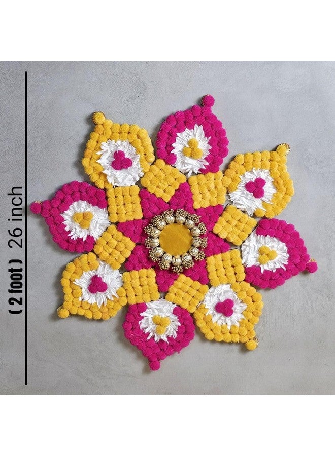 Satyam Kraft SATYAM KRAFT 1 Pcs Handmade Rajwadi Rangoli Artificial Flower Mats for Floor for Home Decoration, Festival,shaadi,Marriage, Wedding,Newyear,Pooja Room Decorative Item,Home Decor,pongal,onam - Image 2