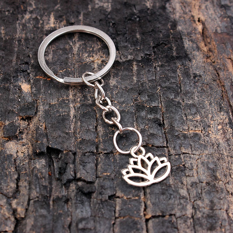 Wish hot sale Supernatural pentagram Sun key pendant DIY wave mountain whale keychain Hollow Lotus 