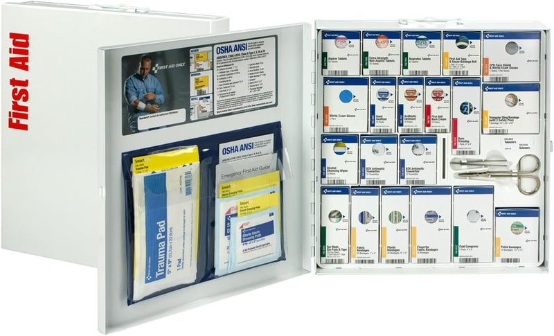First Aid Only 746000 SmartCompliance 50Person ANSI A and OSHA Compliant First Aid Kit for Business Large Metal First Aid Cabinet with Medications 241 Pieces - Image 1