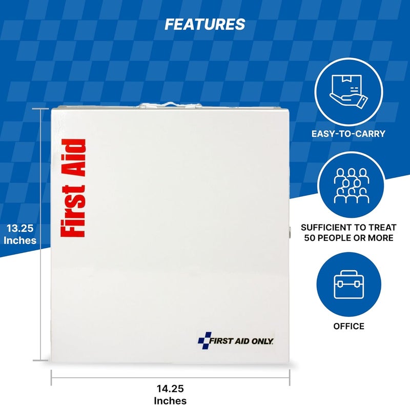 First Aid Only 746000 SmartCompliance 50Person ANSI A and OSHA Compliant First Aid Kit for Business Large Metal First Aid Cabinet with Medications 241 Pieces - Image 4