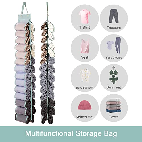 DHSFKBE Legging Organizer Storage, T-Shirt Hanging Closet Hanging Clothes Organizer with 26 Roll Compartments for Yoga Pants, Tank Top, Towel, Underwear, Shirt (Grey) - Image 4