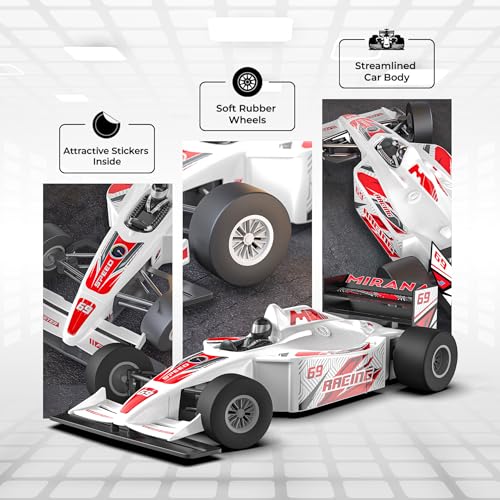 Mirana Super Car | USB Rechargable Type-C | in-Built Bluetooth Speaker | High-Speed Dual Motor Formula 1 Big Size RC Car | Long Range Remote & App Controlled Toy for Kids 4+ 5+ 6+ Years (White) - Image 2