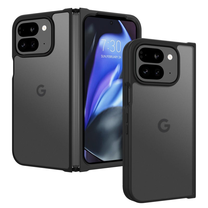 BENTOBEN for Google Pixel 9 Pro Fold Case, Translucent Matte Reveal Logo Slim Thin Shockproof Anti-Yellow Lightweight Women Men Boys Girls Protective Phone Cover Cases for Pixel 9 Pro Fold 8.0", Black - Image 1